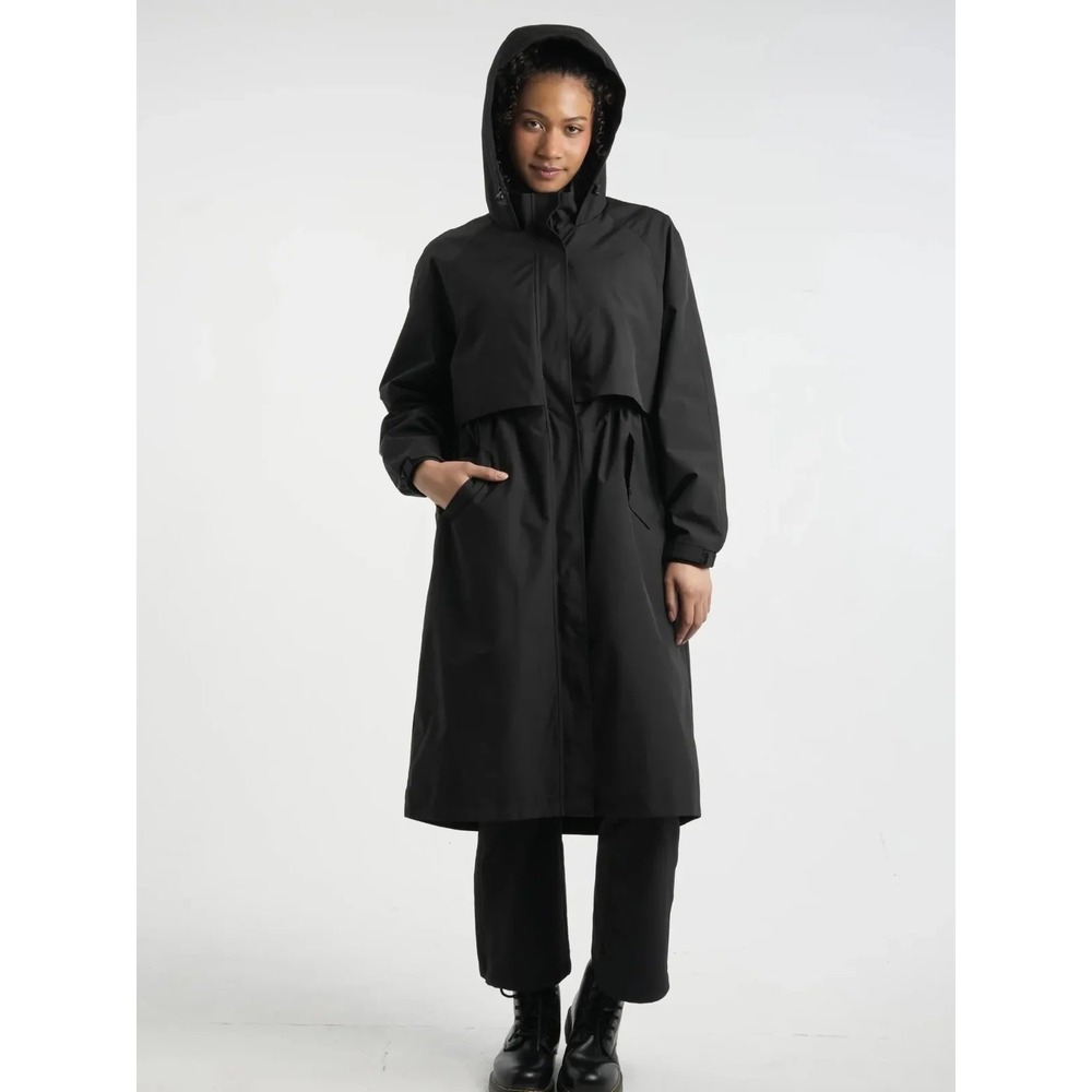 Puffit London STM-TEX Long Breathable Raincoat Black Waterproof Windproof M NWT